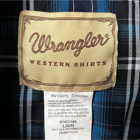 Wrangler Western Wear Short Sleeve Snap Closure Plaid Shirt L - Picture 3 of 5